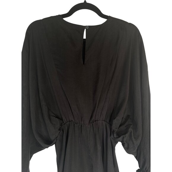 2/$30 ZARA Medium Black Loose-Fit Dress Elastic Waist Dolman Sleeves - Picture 12 of 14